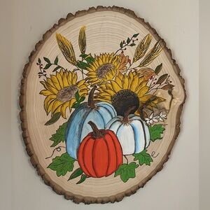 Original Sketch and Woodburned Fall Wall Art